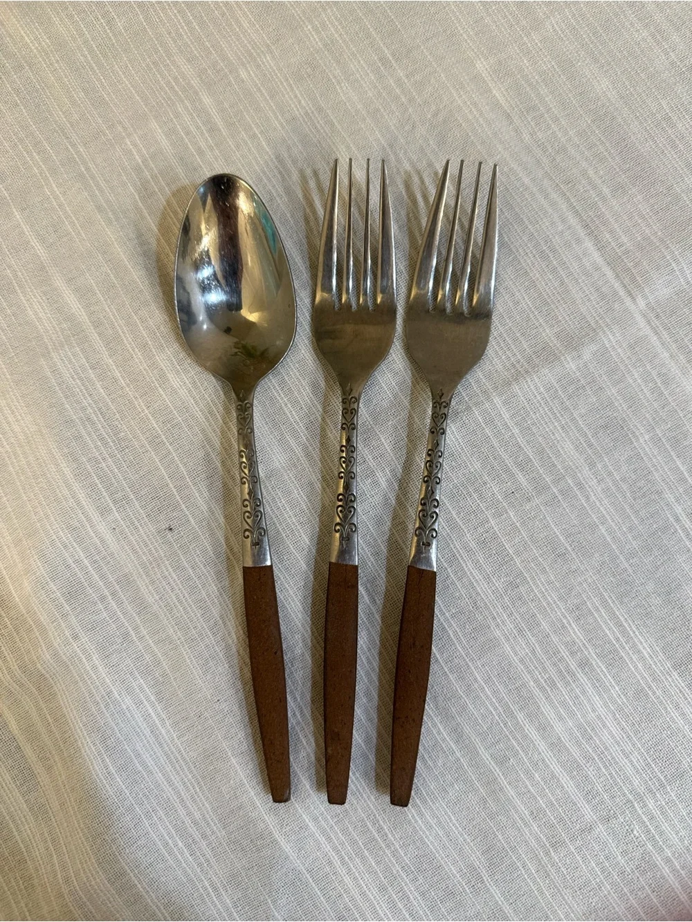 Mixed Lot Interpur Japan MCM Flatware 2 Dinner Forks and 1 Tablespoon Hearts